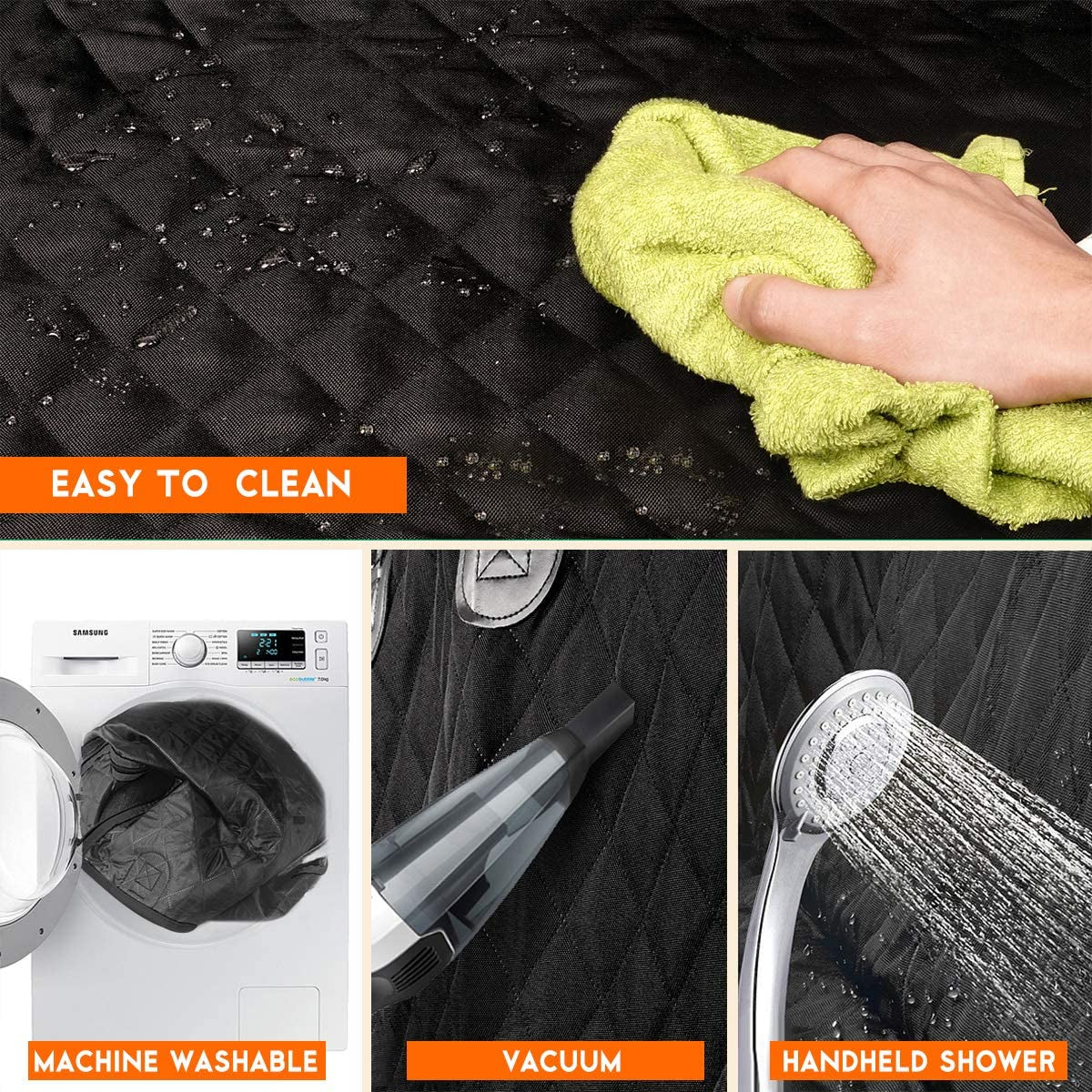 Premium Waterproof Dog Car Seat Cover - Non-Slip Back Seat Protector for Pets and Kids, Fits Most Cars, SUVs, and Trucks - Black