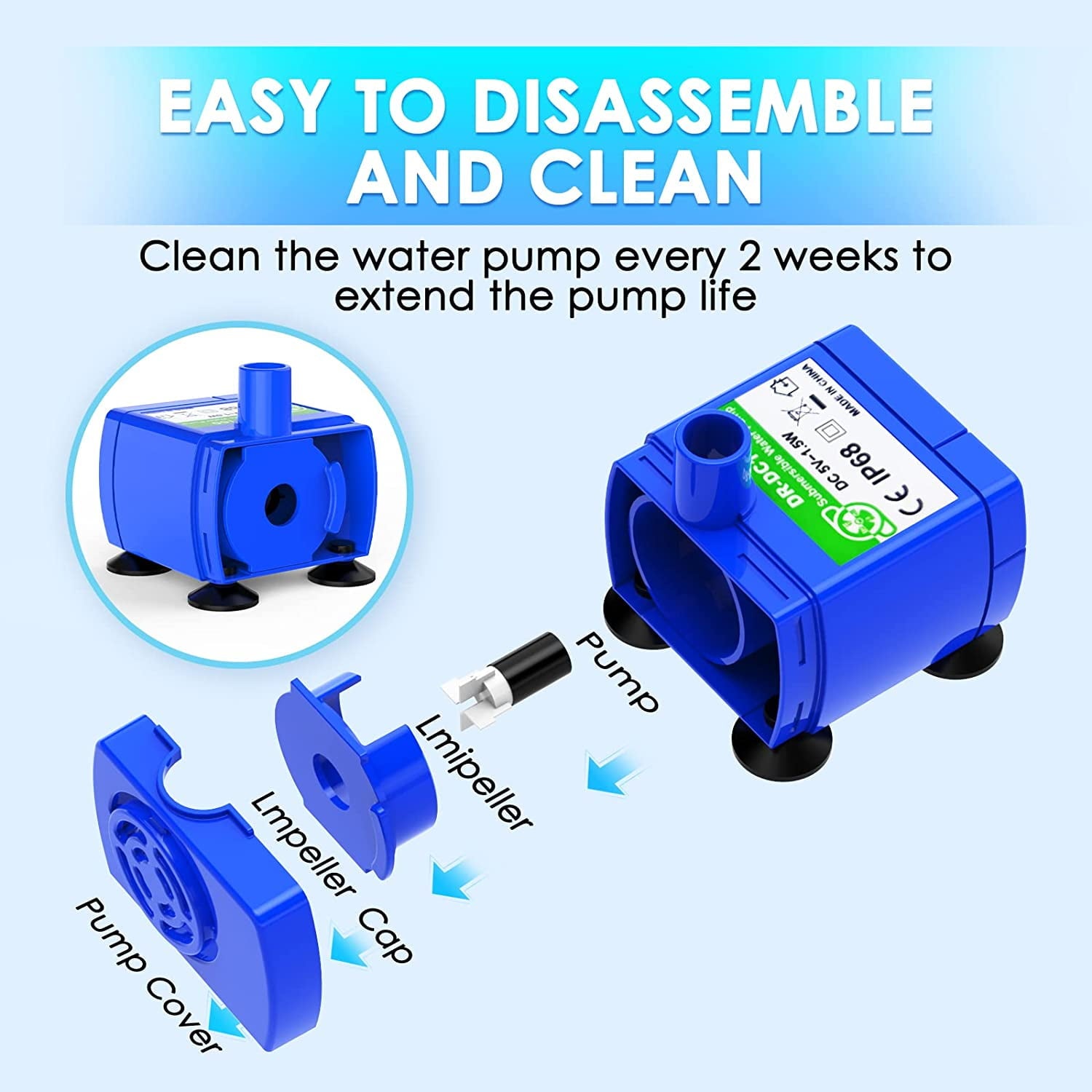 Ultra Quiet Replacement Pump for Cat Water Fountain - Long Lifespan & Easy Installation for Cats and Dogs