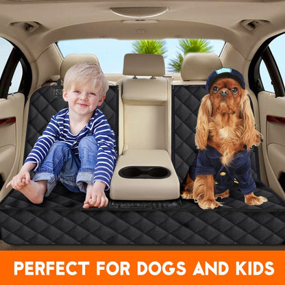 Premium Waterproof Dog Car Seat Cover - Non-Slip Back Seat Protector for Pets and Kids, Fits Most Cars, SUVs, and Trucks - Black