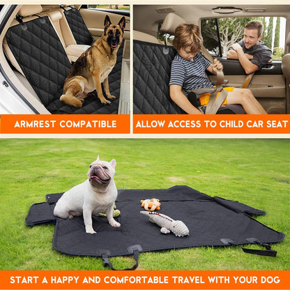 Premium Waterproof Dog Car Seat Cover - Non-Slip Back Seat Protector for Pets and Kids, Fits Most Cars, SUVs, and Trucks - Black