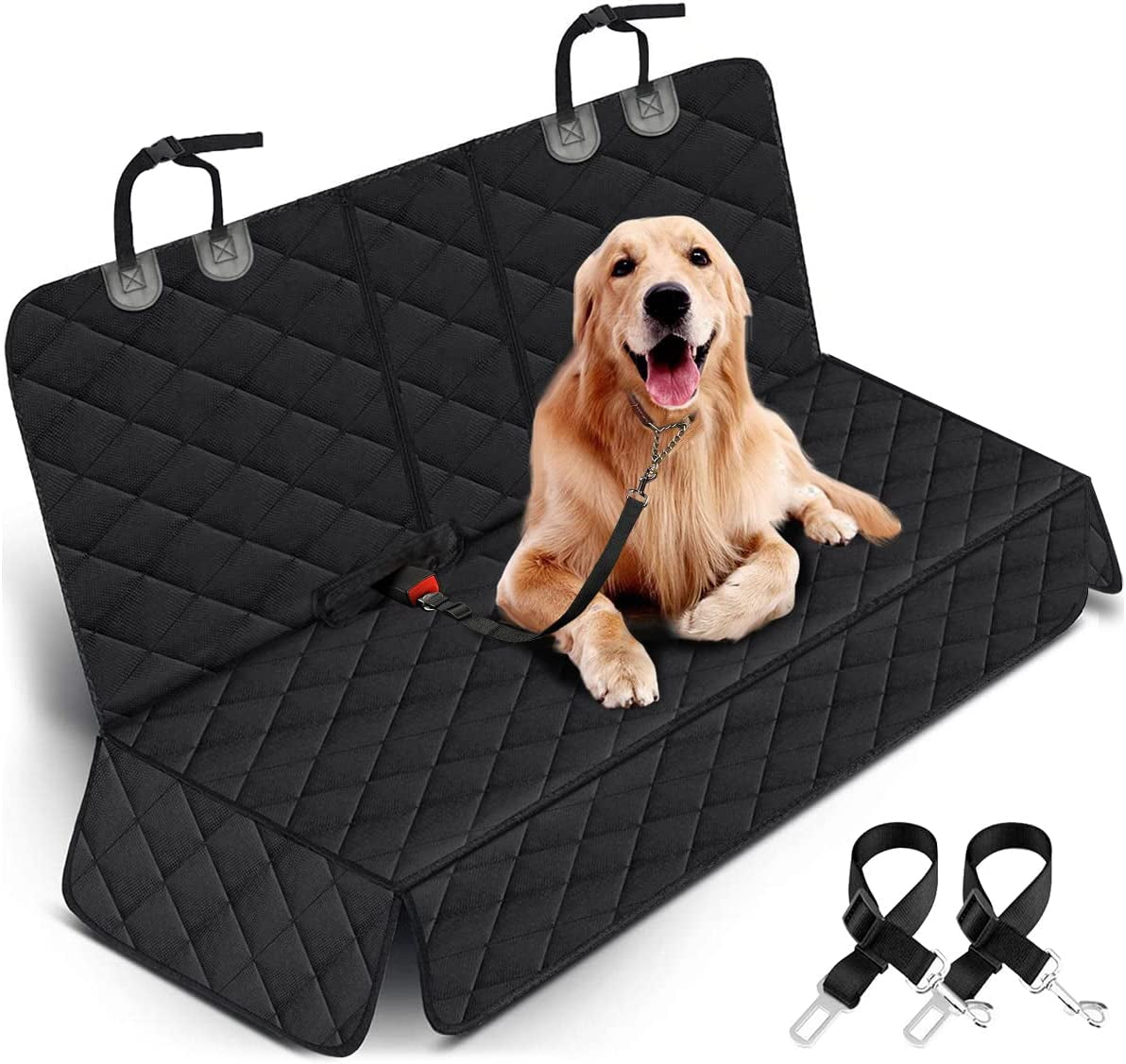 Premium Waterproof Dog Car Seat Cover - Non-Slip Back Seat Protector for Pets and Kids, Fits Most Cars, SUVs, and Trucks - Black